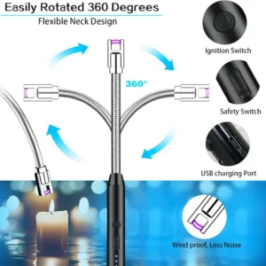 360° Rechargeable Portable Kitchen Lighter | Charging Cable Included